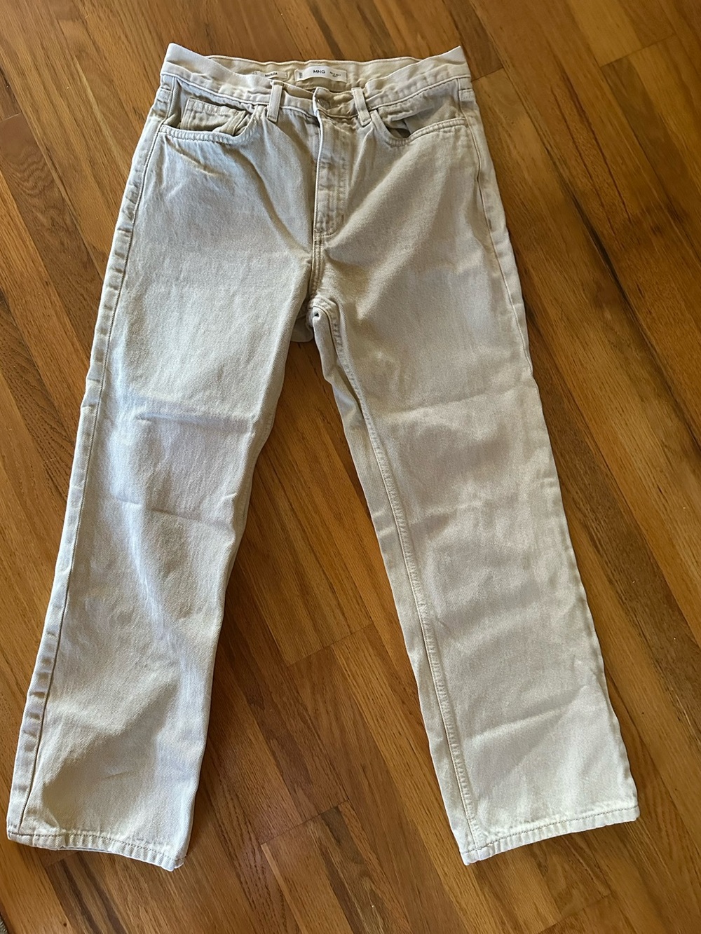 Mango Beige/Tan Casual Pants with Elastic Waist